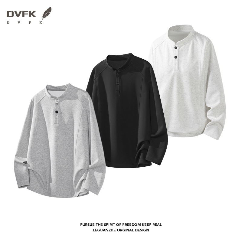Embellish Knit - Camiseta Henley de Manga Larga para