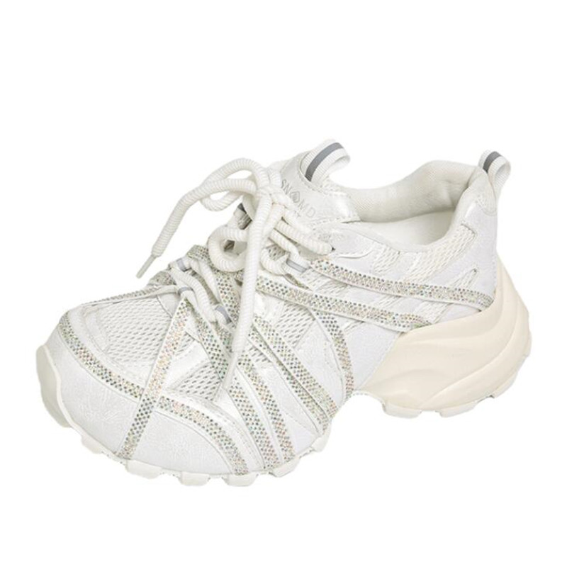 Crystal Mesh Fabric - Zapatillas Deportivas de Plataforma Alta de