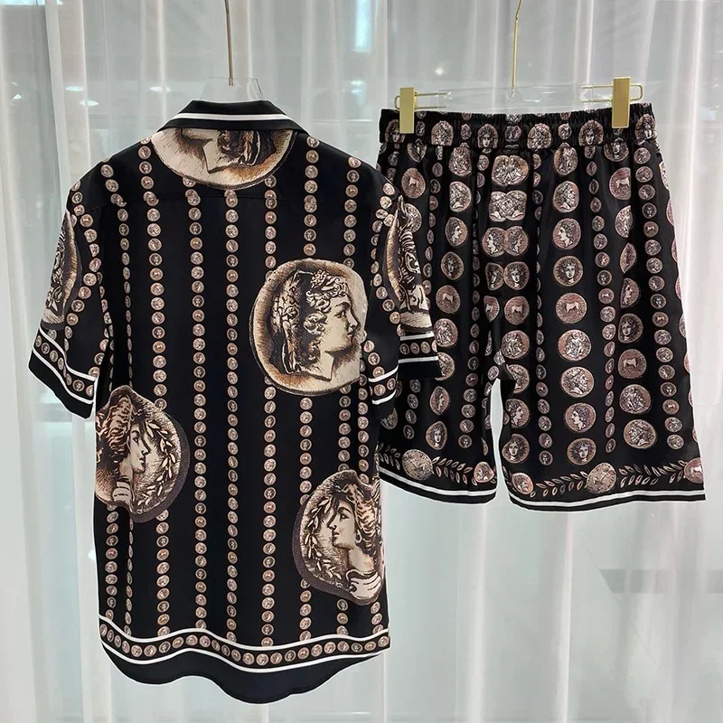 Embellish Knit - Conjunto de Camisa Hawaiana de 2