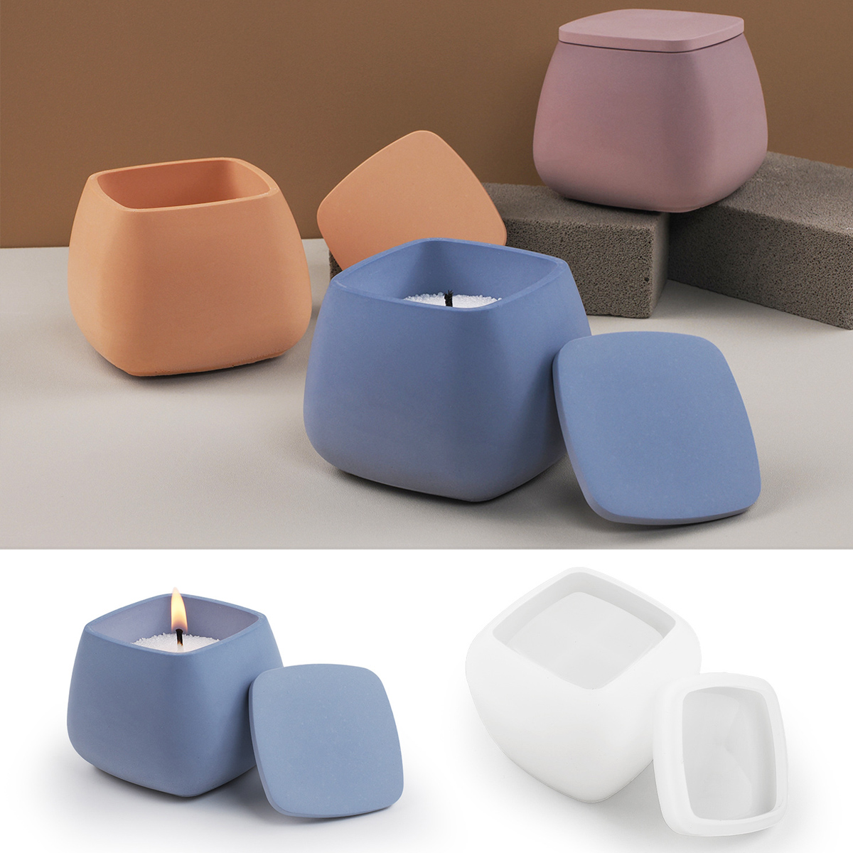 Tarro de vela cuadrado, molde  - Craft Embellishment Storage reseña y precio
