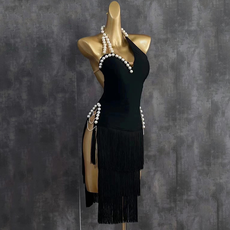 2025 vestido de baile latino d - Beaded Trim Fringe reseña y precio
