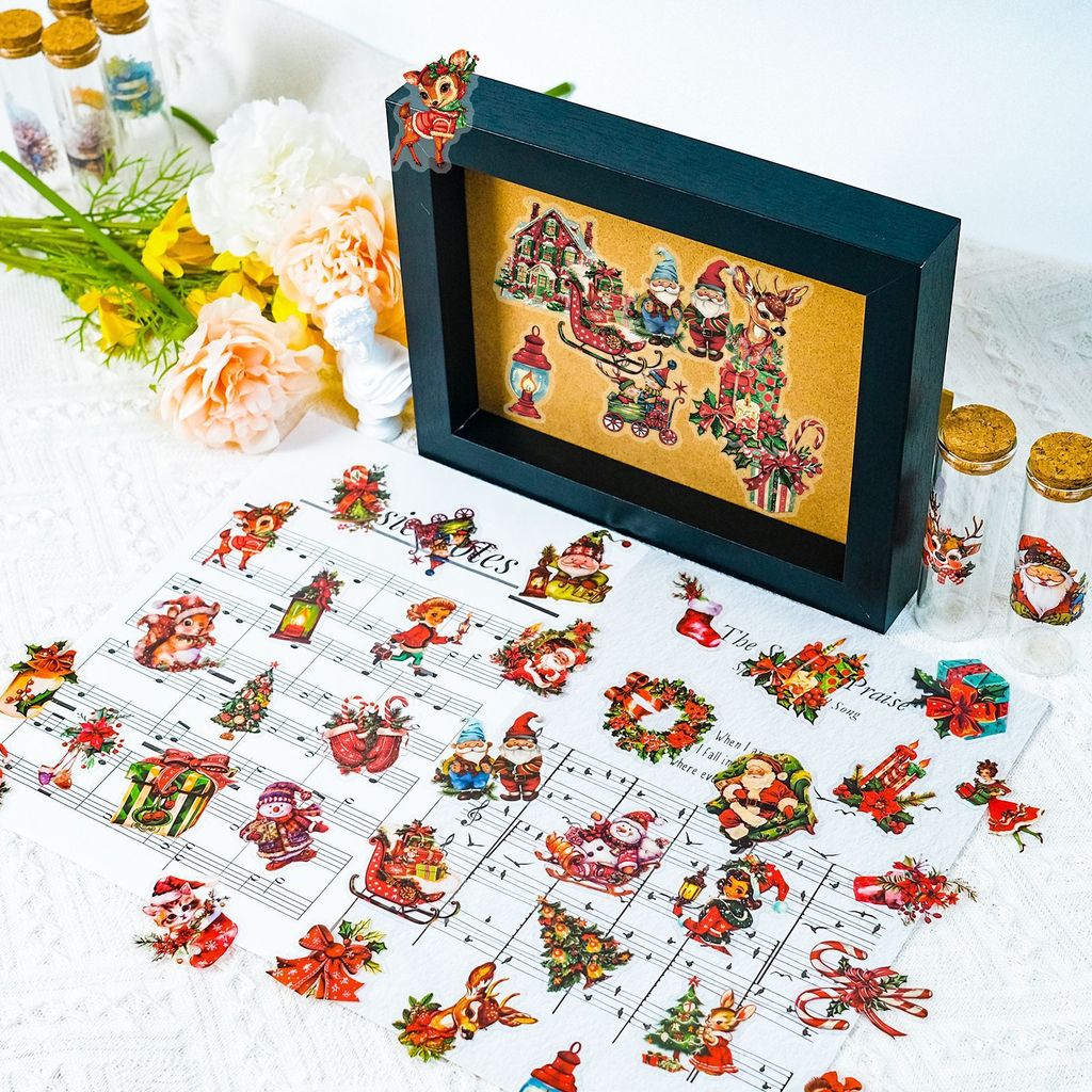 50 pegatinas de PET con diseño - Christmas Craft Embellishment reseña y precio