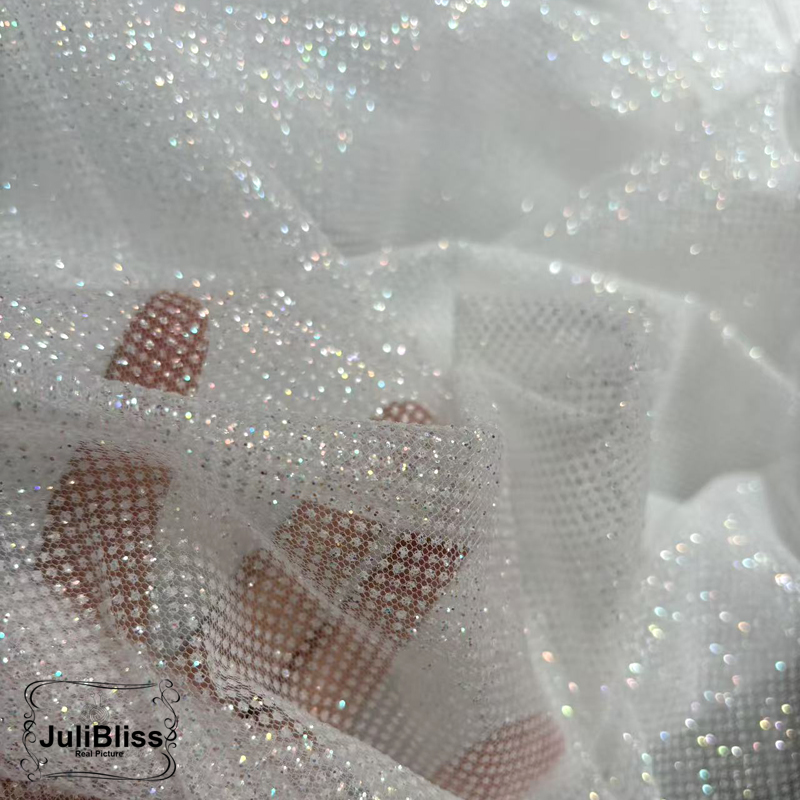 Tela de tul con purpurina blan - Sequin Fabric Panel reseña y precio