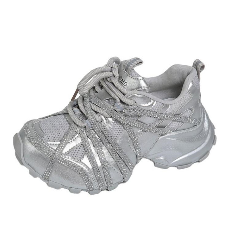 Zapatillas Deportivas de Plata - Crystal Mesh Fabric reseña y precio