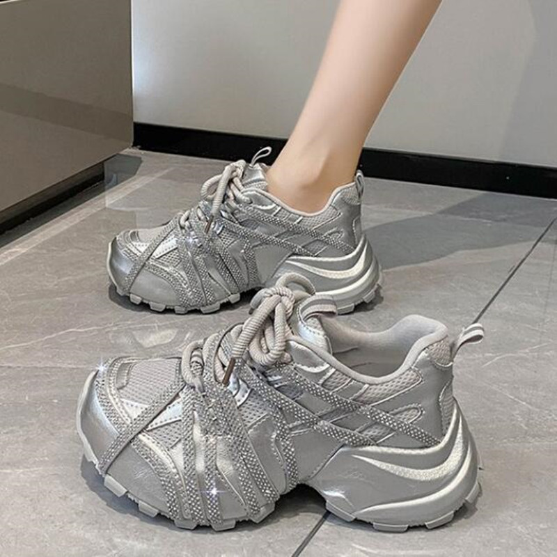 Zapatillas Deportivas de Plata - Crystal Mesh Fabric reseña y precio